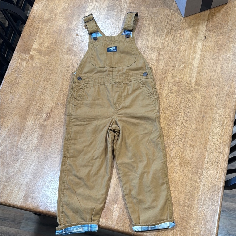 OshKosh B'gosh Tan Overalls Durable Cotton Canvas